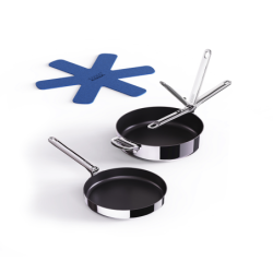 Folding Handle Non-Stick 2-Piece Frying Pan Set - Space Steel