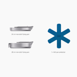 Folding Handle Non-Stick 2-Piece Frying Pan Set - Space Steel