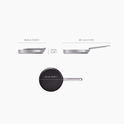 Folding Handle Non-Stick 24cm Frying Pan - Space Steel
