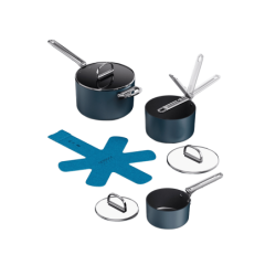 3-Piece Saucepan Set with Folding Handles - Space