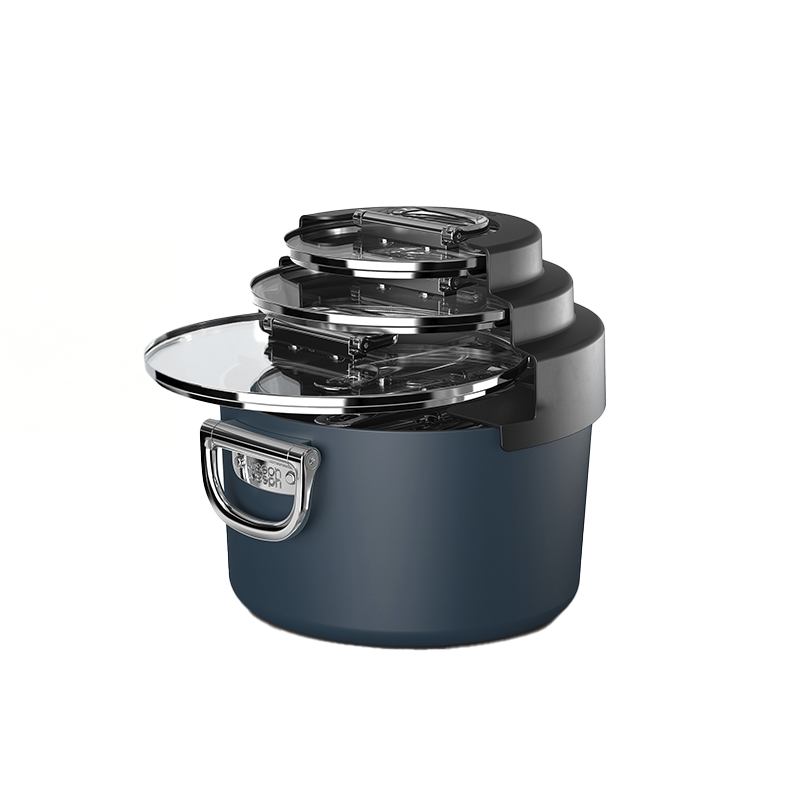 3 Saucepan Set with Lid Holder - Space Stack 3 Saucepan Set with Lid Holder - Space Stack