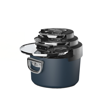 3 Saucepan Set with Lid Holder - Space Stack