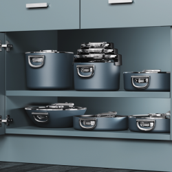 3 Saucepan Set with Lid Holder - Space Stack