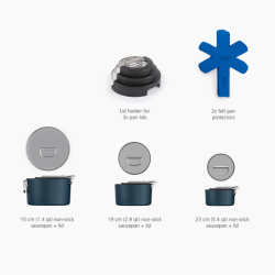 3 Saucepan Set with Lid Holder - Space Stack