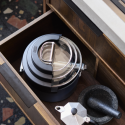 3 Saucepan Set with Lid Holder - Space Stack