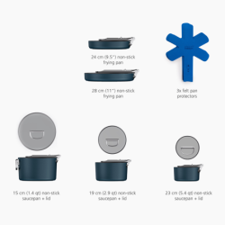 5 Saucepan Set with Lid Holder - Space