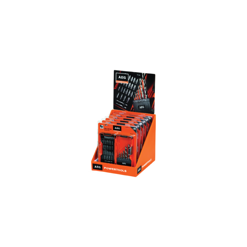 AEG Counter Display 6 Power Set HSS-G (DIN 338) Metal Drill and Screwdriving Bits AEG Counter Display 6 Power Set HSS-G (DIN 338) Metal Drill and Screwdriving Bits