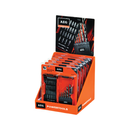 Expositor con 6 Estuches de Puntas y Brocas HSS-G (DIN 338) AEG