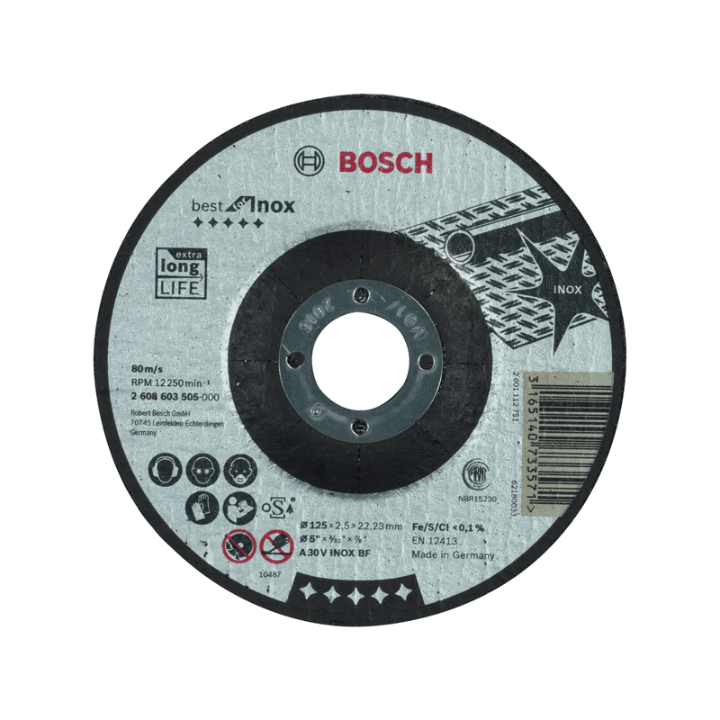 Corte côncavo Best Inox: 125x2,5mm Corte côncavo Best Inox: 125x2,5mm