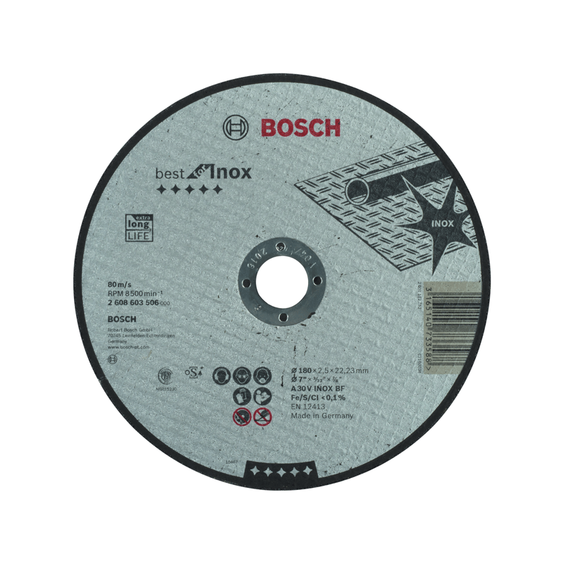 Corte direito Best Inox: 180x2,5mm