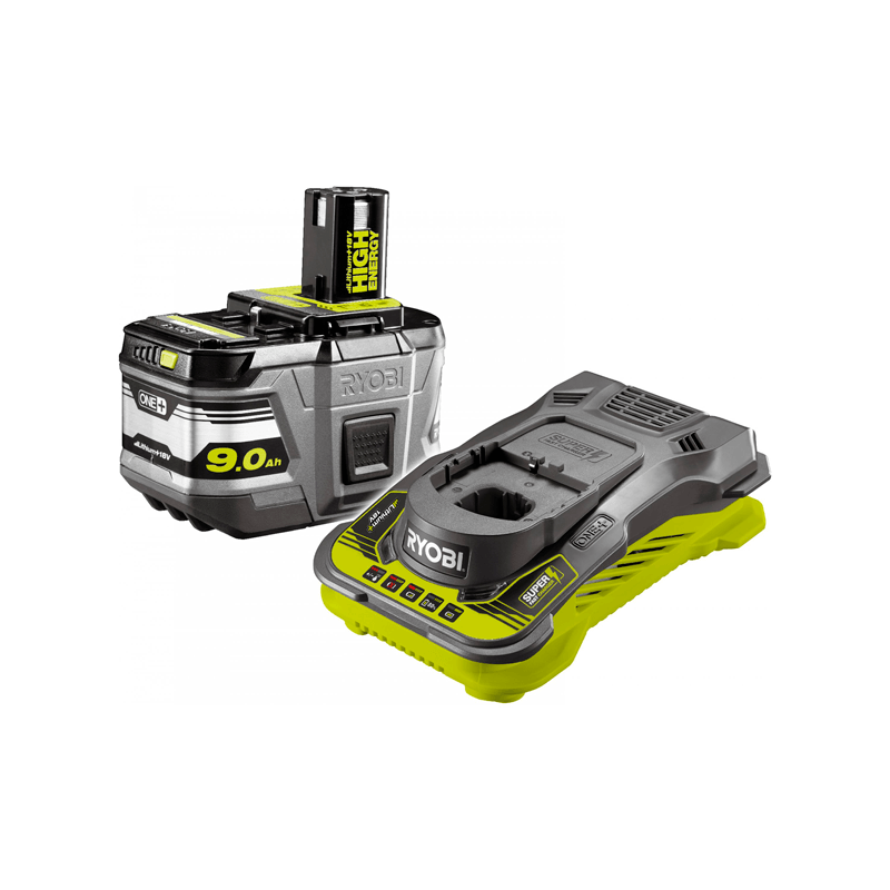 Ryobi Battery High Energy Lithium+ 18 V 9,0 Ah + Charger 5,0 Ah