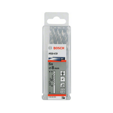HSS-Co DIN338: 8,5 x 75 x 117: 5 uds