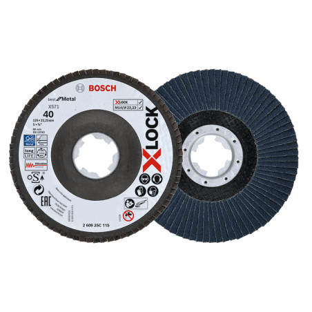 BOSCH 125 mm Grain 40 Grinding Disc X-Lock - 2 Pieces