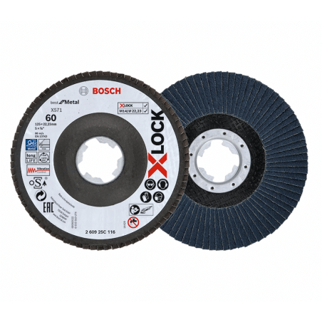 BOSCH 125 mm Grain 60 Grinding Disc X-Lock - 2 Pieces