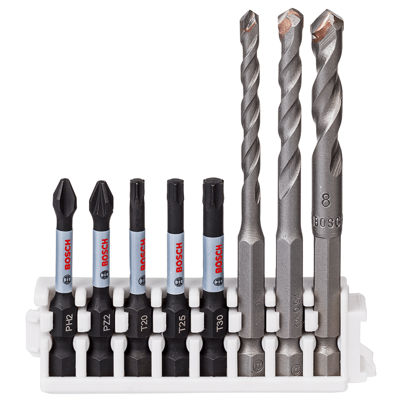 BOSCH Impact Control Screwdriver Bit and Tile Drill Set - 8 Pieces BOSCH Impact Control Screwdriver Bit and Tile Drill Set - 8 Pieces