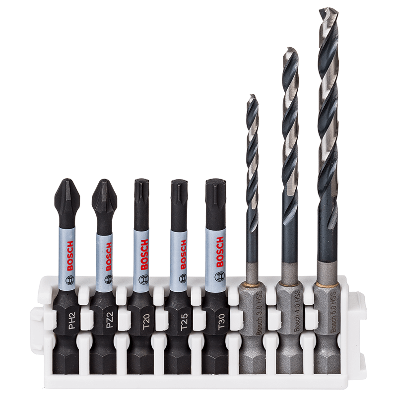 BOSCH Impact Control Screwdriver Bit and Metal/Wood Drill Bit Set - 8 Pieces BOSCH Impact Control Screwdriver Bit and Metal/Wood Drill Bit Set - 8 Pieces