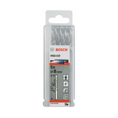 HSS-Co DIN338: 12,0 x 101 x 151: 5 uds