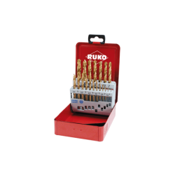 RUKO Set Of 19 Spiral Bits DIN 338 Type N, HSS-G TiN