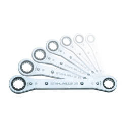 STAHLWILLE Set Ratchet Ring Spanners, in Roll-Up Wallet 25a/4N