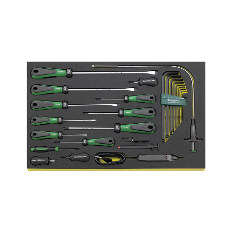 STAHLWILLE TCS 3/3 Tray System with Screwdrivers + Hexagon Key Wrenches +