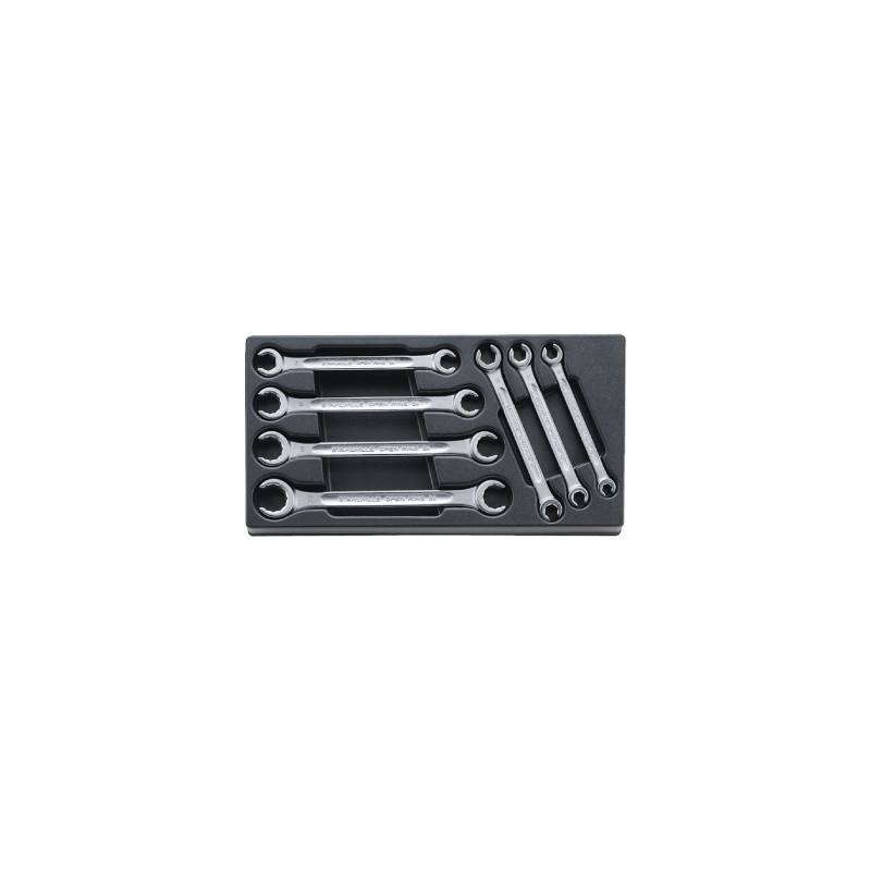 STAHLWILLE Tool 1/3 Tray System with Double Ended Open Ring Spanners, Angled nº 24 (7 un.)