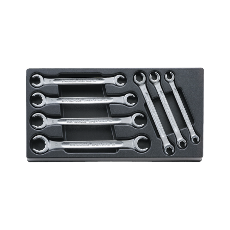 STAHLWILLE Tool 1/3 Tray System with Double Ended Open Ring Spanners, Angled nº 24 (7 un.)