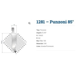 PUNÇÃO H=104,65+30MM 85° R=0,8 L=835MM