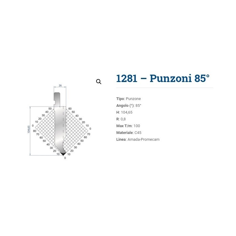 PUNÇÃO H=104,65+30MM 85° R=0,8 FRACC. PUNÇÃO H=104,65+30MM 85° R=0,8 FRACC.