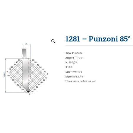 PUNÇÃO H=104,65+30MM 85° R=0,8 FRACC.