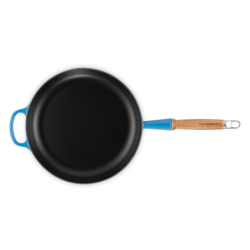 Cast Iron Frying Pan Wooden Handle 28cm - Azure