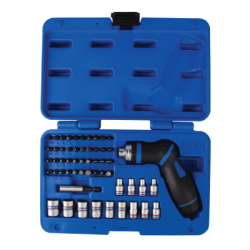 KING TONY Set with Articulated Ratchet Screwdriver 1/4' Bits and Sockets 55 Pieces