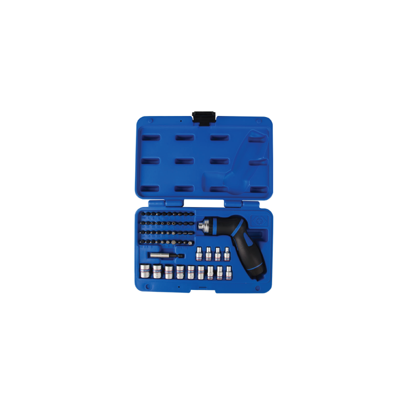KING TONY Set with Articulated Ratchet Screwdriver 1/4' Bits and Sockets 55 Pieces