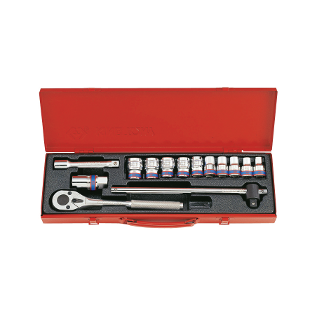 14PC 1/2" SOCKET SET METRIC 12PT CHROME