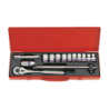 14PC 1/2" SOCKET SET METRIC 12PT CHROME