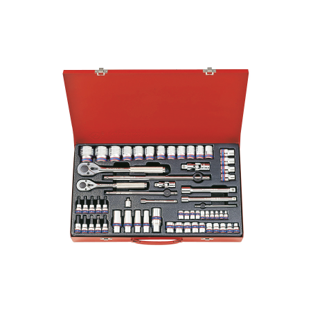 KING TONY 1/4'+3/8'+1/2' Socket Set 62 (un.) 9063MR