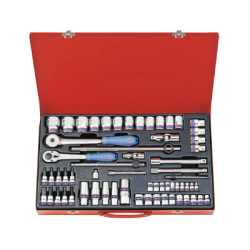 KING TONY 1/4'+3/8'+1/2' Socket Set 62 (un.) 9563MR01
