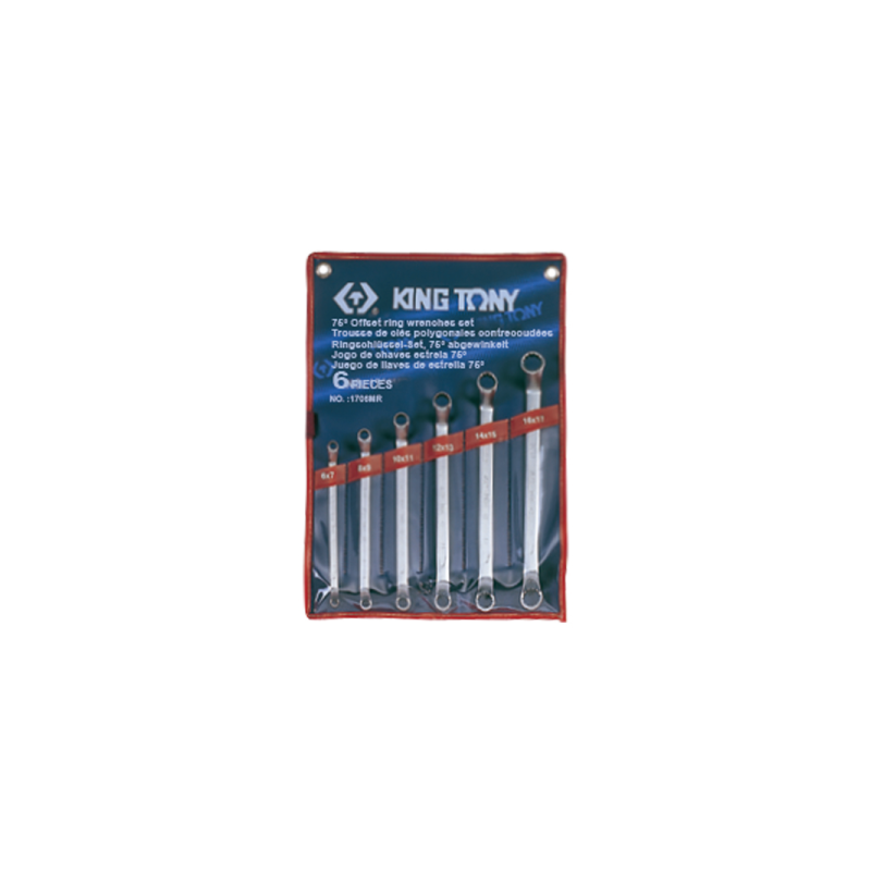 KING TONY 6 (un.) 75° Offset Ring Wrench Set 1706MR KING TONY 6 (un.) 75° Offset Ring Wrench Set 1706MR