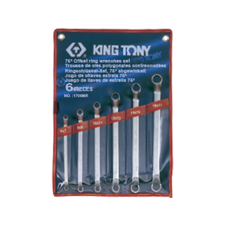 KING TONY 6 (un.) 75° Offset Ring Wrench Set 1706MR