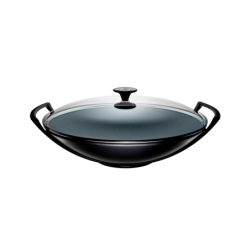 Wok com Tampa de Vidro 36cm Preto Mate - Collection