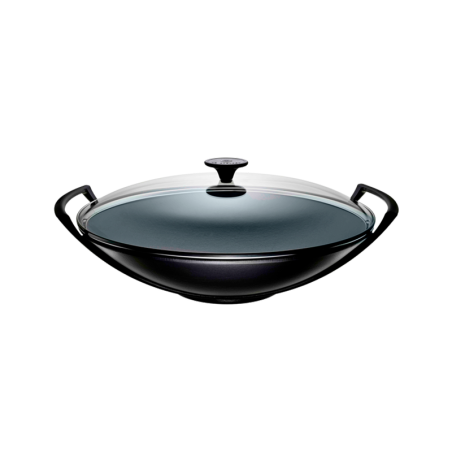 Wok com Tampa de Vidro 36cm Preto Mate - Collection