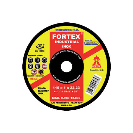 Disco de Corte Aço Inoxidável HD Extra Fino 115 x 1 x 22 mm FORTEX