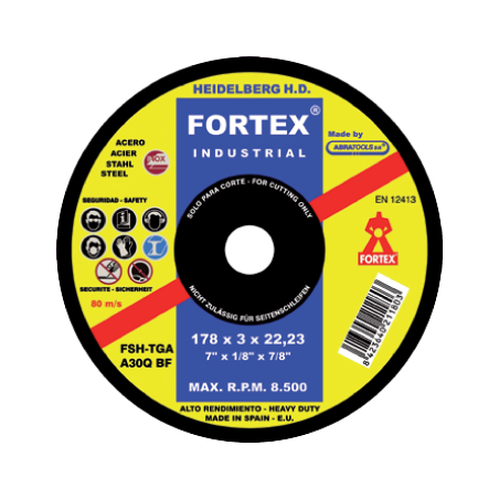 Disco de Corte Aço HD 115 x 3 x 22 mm FORTEX