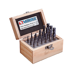 VERTEX 4 Flute Carbide End Mills Set in Wooden Box VE124-A