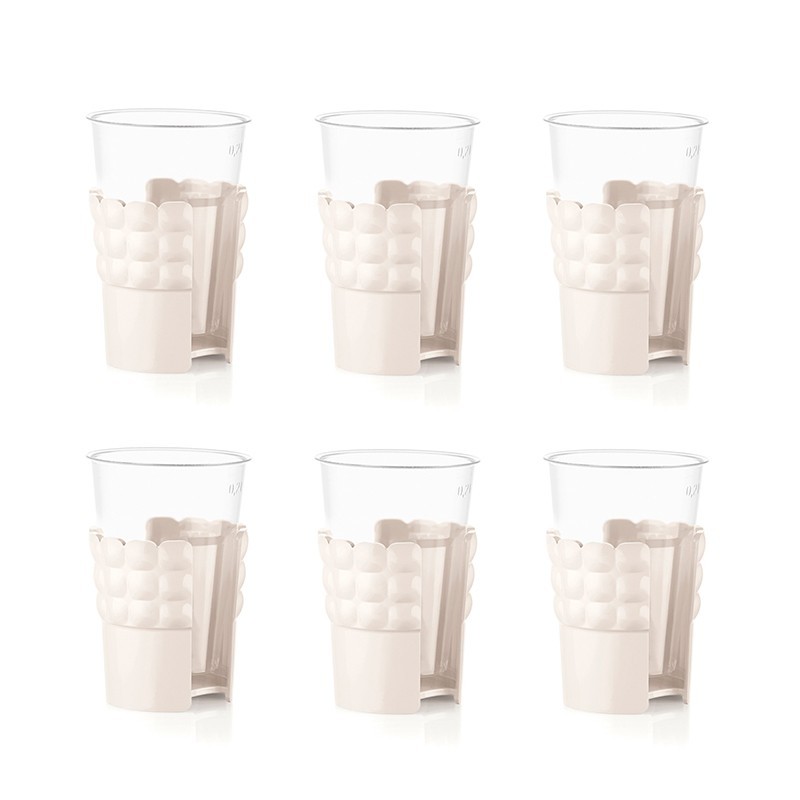 Conj. de 6 Suportes para Copos Branco Leite - Tiffany Conj. de 6 Suportes para Copos Branco Leite - Tiffany
