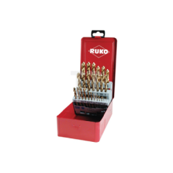 RUKO Set Of 25 Spiral Bits DIN 338 Type N, HSS-G TiN