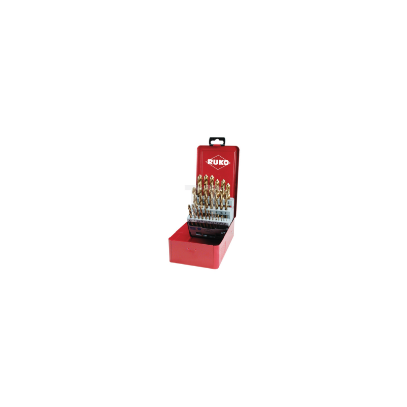 RUKO Set Of 25 Spiral Bits DIN 338 Type N, HSS-G TiN