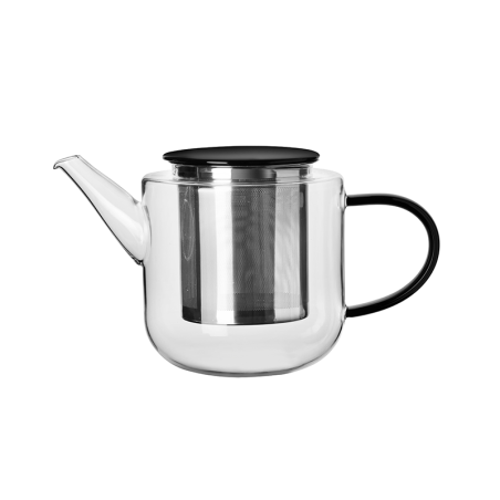 Bule em Vidro com Pega Preto 1,1L - Coppa Glass