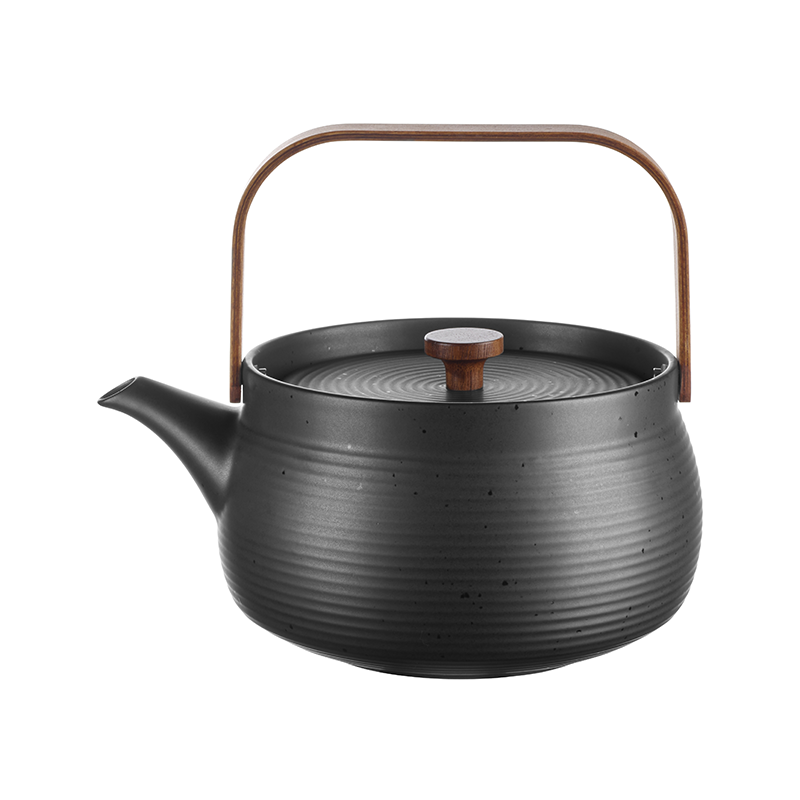 Bule com Pega Madeira 1,5L Preto - Japandi Bule com Pega Madeira 1,5L Preto - Japandi