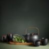 Bule com Pega Madeira 1,5L Preto - Japandi