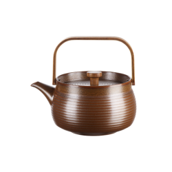 Bule com Pega Madeira 600ml Castanho - Japandi